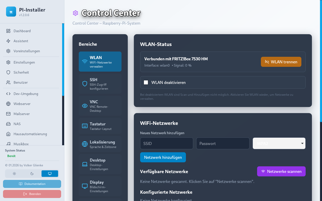 Control Center für Sicherungsstatus