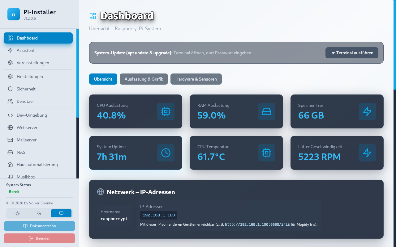Dashboard der SetupHelfer-App