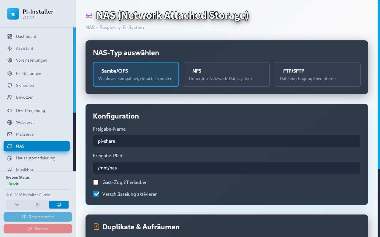 NAS-Bereich für persistente Datenpfade